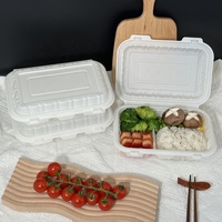 Fabrieksgemaakte 2-delige clamshell voedselveilige MFPP 800ml container met scharnier, magnetronbestendig, recycleerbaar, herbruikbaar lunchbox