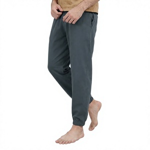 Pantalon de survêtement gris anthracite pour homme, taille élastique avec cordon de serrage, décontracté, en maille, poches latérales, respirant, pour l'automne - Product Image 1