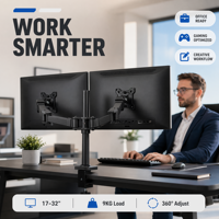 Nouveau support double moniteur robuste réglable 32 pouces, hauteur entièrement réglable, inclinaison, rotation, rotation à 90 degrés, en acier allié