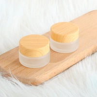 GIVELAMI Offre Spéciale Pot en Plastique Cylindrique Givré 150-250ml avec Couvercle Effet Bois pour Emballage Cosmétique Crème Soin Peau Gommage