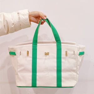 Keymay 金扣防水天然棉帆布旅行工作护士奢华时尚女式手提包托特包个性化 - Product Image 3