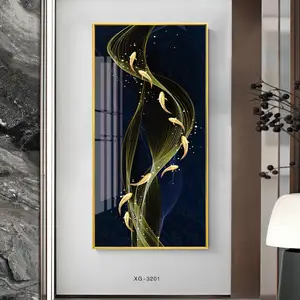 Zwarte Goud Art Kristal Porselein Abstract Decoratieve Muurschildering Voor Woonkamer Muur Home Decoratie