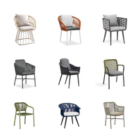 Chaises en corde d'extérieur de haute qualité, meubles d'extérieur, chaises de jardin tissées avec coussin, ensembles de meubles pour terrasse, hôtel, restaurant