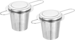 304 Stainless Steel Fine Mesh <b>Tea</b> Strainer Basket <b>Tea</b> Steeper Infuser with Lid and Double Handle - Product Image 3