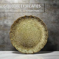 Assiettes de Présentation Rondes Modernes Dorées Style Européen de Luxe 13 Pouces en PP Plastique Durables pour Mariages et Fêtes
