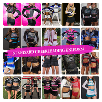 Uniformes de Porristas al por Mayor, Trajes de Baile con Pedrería, Sublimación Personalizada, Manga Larga para Competencia