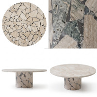 Table basse moderne en marbre travertin Palladiana, écologique, avec piédestal cylindrique large, pour salle à manger, hôtel, villa, salon, projets