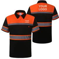 Camiseta Polo de Manga Corta de Alta Visibilidad Reflectante para Trabajadores de la Construcción, Secado Rápido, Transpirable, con Logotipo Personalizado, Naranja