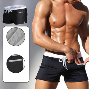 Costume da Bagno da Uomo a Vita Bassa, Aderente, con Tasche con Cerniera, Asciugatura Rapida - Product Image 1