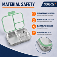 Boîte à bento Risheng en acier inoxydable à 3 compartiments, mignonne, pour nouveau-nés, enfants et adultes, compatible micro-ondes/lave-vaisselle, sans BPA, anti-fuite