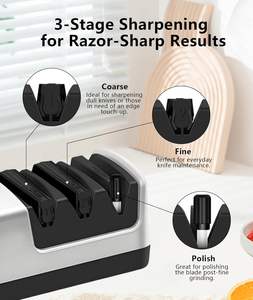 Aiguiseur électrique professionnel à 3 étages, technologie abrasive au diamant, aiguiseur de couteaux électrique rechargeable par USB durable - Product Image 5