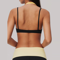Soutien-gorge de sport deux-en-un personnalisé avec logo pour femme, double couche, en tissu nylon brossé, pour entraînement et yoga, vêtements de fitness et de yoga OEM/ODM