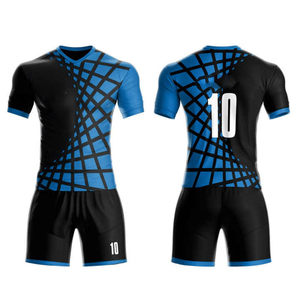 Uniforme de Fútbol Sublimado Personalizado para Hombre, Conjunto de Camiseta de Manga Corta con Cuello en V Amarillo y Azul, Pantalones Cortos, Transpirable, Ajuste Atlético, Poliéster - Product Image 2