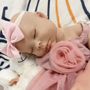 18inch 2950G 3D Painted Skin Visible Veins Newborn Baby Size Full Solid Silicone Reborn Baby Girl Doll