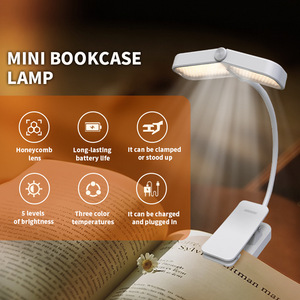 Lampe de lecture LED portable rouge rechargeable à clip, 3 niveaux de luminosité, flexible et réglable - Product Image 1