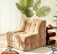 Fauteuil pouf moderne en velours écologique avec couche de revêtement en velours et rembourrage en mousse, confort doux et moyen pour salon et chambre à coucher