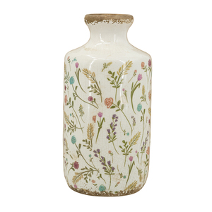 Vase cylindrique en céramique 5,3x10,6 pouces, motifs floraux multicolores, vase décoratif pour la maison - Product Image 2