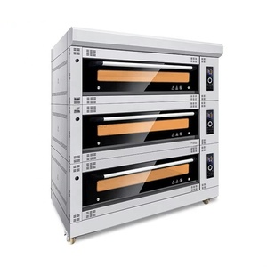Four à sole de boulangerie double combustible, 3 niveaux, 9 plateaux, contrôle de température indépendant, fonction d'injection de vapeur, fourni par l'usine - Product Image 1
