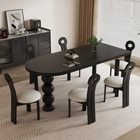 Table à manger rétro de style français, design du milieu du siècle, bois massif, forme ovale, usage domestique, couleur crème, imperméable, 6 places, DINGSANMUZHU