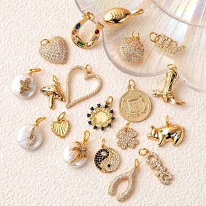 Bouquet di Ciondoli con Perle | Anello in Acciaio Inossidabile Placcato Oro 18K PVD | Pendenti con Perle a Cuore, Ovale, Fiore e Quadrato per la Creazione di Gioielli - Product Image 5