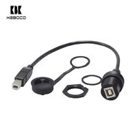 Cable de Extensión USB Tipo B Macho-Hembra Original de Fábrica, Impermeable, con Revestimiento de PVC para Tablero de Auto, Motocicleta, Camión - Negro