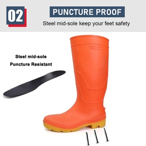 Bottes de sécurité en PVC imperméables et résistantes aux acides, aux alcalis et aux huiles, avec embout en acier anti-perforation, pour hommes, avec logo TIGER MASTER - Product Image 4