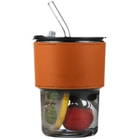 Tasse à expresso et à thé réutilisable en verre borosilicate de qualité supérieure avec couvercle anti-fuite et paille écologique pour boissons chaudes et froides