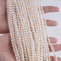 Grossiste en perles naturelles, perles de riz blanches de 4-5 mm, brin de perles pour la fabrication de bijoux