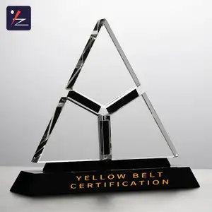 Troféu de cristal criativo com base preta, troféu de vidro para lembrancinhas, novo design personalizado e requintado