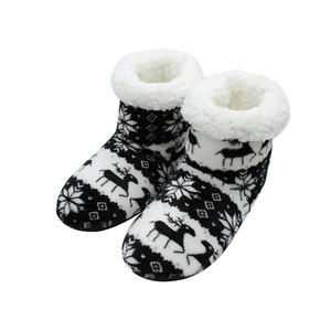 Sepatu bot dalam ruangan, Sandal kaus kaki bulu karang dengan pegangan, SEPATU lembut Serpihan salju rusa untuk musim dingin - Product Image 5