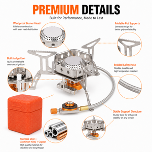 เตาแก๊สพกพา 3500W ป้องกันลม สำหรับตั้งแคมป์ กำลังไฟสูง เหมาะสำหรับทำอาหารปิกนิก เดินป่า และตั้งแคมป์ - Product Image 3