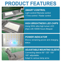 Lampadaire solaire extérieur tout-en-un IP65 avec détecteur de mouvement, gris, LED, alimenté par énergie solaire, fabrication directe