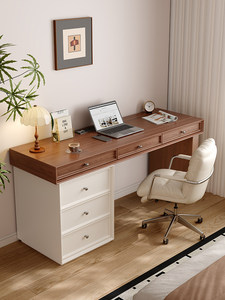 Scrivania in Legno Massello Stile Vintage per Uso Domestico in Piccoli Appartamenti, Camera da Letto, Studio, Scrivania per <span class=keywords><strong>Computer</strong></span>, Colore Crema - Product Image 2