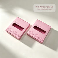 Boîtes en papier pliables personnalisées roses avec fenêtre transparente, logo imprimé, emballage en carton pour extensions de cheveux, produits de beauté