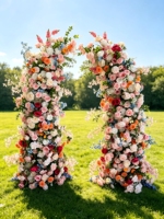 Composition florale artificielle personnalisable en forme de corne, nouveau style, pour toile de fond de mariage et arche florale