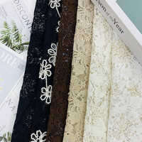 Tissu en dentelle de luxe marron, guipure française, tulle ajouré, maille à sequins, cordon chenille brodé floral pour robe de soirée et vêtements