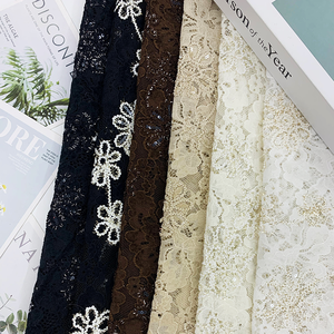 Tulle Francese di Lusso Marrone con Ricamo Floreale in Paillettes <span class=keywords><strong>e</strong></span> Cordoncino Chenille per Abiti da Sera - Product Image 2