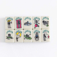 Jeu de Mahjong américain en acrylique vert émeraude, 160 tuiles, thème faune sauvage : Cactus du désert, Serpent à sonnette, Fleurs sauvages