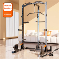 Système multifonctionnel en acier inoxydable : Power Cage, système de tirage vertical, rack à squats pleine taille, barre de traction, rangement de plaques pour la maison et entraînement des triceps