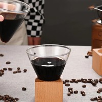 Filtre à café artisanal en verre borosilicate soufflé à la main, 200 ml, avec support carré en bois, réutilisable pour les cafés