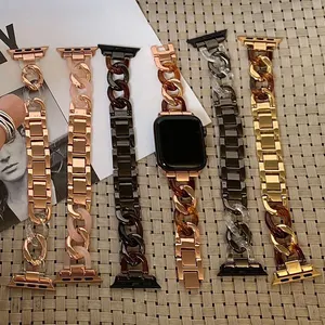 Coolyep 최신 프리미엄 수지 스테인레스 스틸 금속 접합 시계 스트랩 팔찌 시계 밴드 애플 시계 유니버설