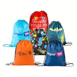 Customized Logo Printed Eco Friendly Polyester Nylon Gift Drawstring Shoulder <b>Bag</b> - Product Image 3