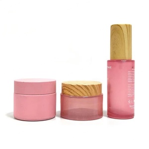 Classical Cylinder 30ml 50ml <b>Empty</b> Cosmetic Toner Serum Lotion Container Set Skincare Cream Screen Printing Custom Color Glass - Product Image 1