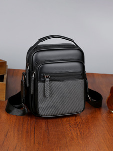 Bolso Bandolera de Piel Sintética PU, Impermeable, con Múltiples Bolsillos, para Hombre, Casual, de Verano, Ligero, con Diseño de Letras - Product Image 5