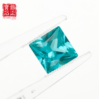 Vente en gros de pierres précieuses synthétiques de laboratoire YAG Paraiba de taille princesse carrée 1,5x1,5-5x5 mm, avec jeu de couleurs, pour la fabrication de bijoux