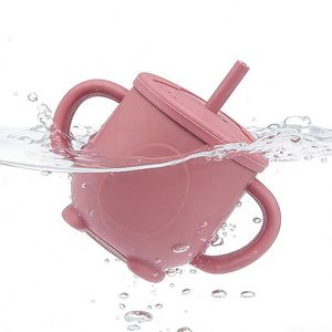 2026 Two-Handle Mini Baby Shatter-Resistant Silicone Straw <b>Cup</b> for Home Use - Product Image 1