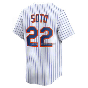 Vente en gros de maillots de baseball américains brodés pour hommes New York Met # 22 Juan Soto 12 Francisco Lindor 9 Brandon Nimmo Vêtements de softball - Product Image 2