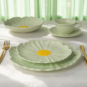 Juego de Platos de 20 Piezas al por Mayor, Estilo Rústico Pastel, Apto para Lavavajillas, Verde Bosque, Esmalte Reactivo, Libre de BPA, Juego de Vajilla Boho Chic - Product Image 1