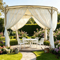 Pavillon rond en acier de fabrication directe, avec revêtement en poudre, de luxe moderne, pour extérieur, abri de terrasse, tente de fête anti-moustiques