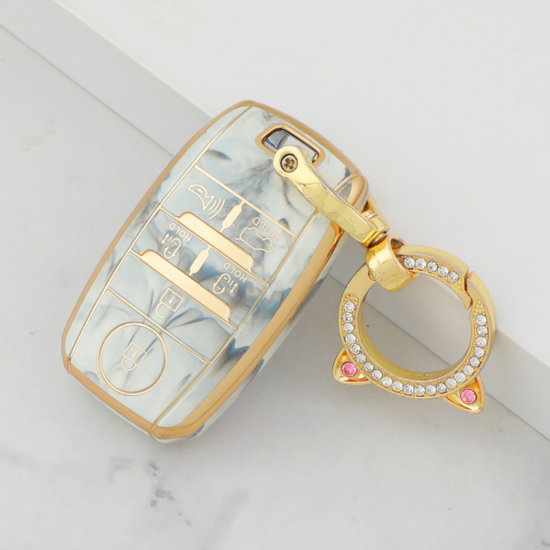 Cache bouton Type-D 6 + Porte-clés en métal - Gris